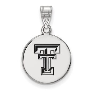 Sterling Silver Texas Tech U. Medium Enamel Disc Pendant